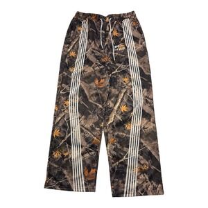 The Star Mens Camo Track Pants Woodland Leaf Print White Side Stripe Size L